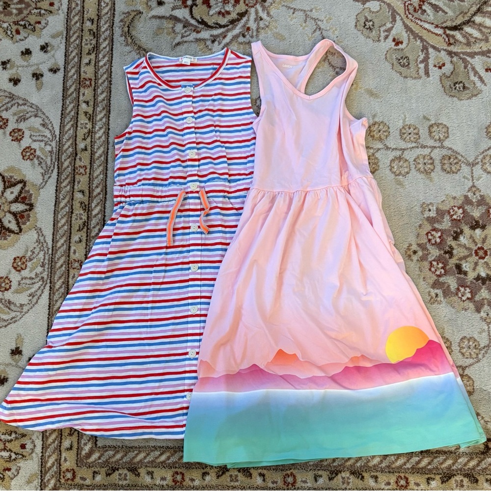 Colorful Striped and Sunset Print Kids Dresses